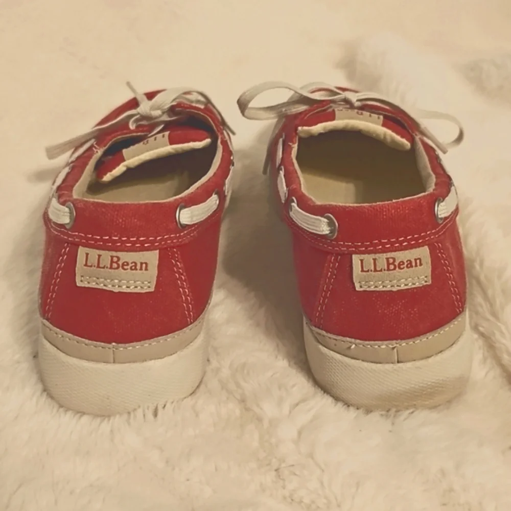 LL Bean Red Canvas Boat Shoes Women's Size 9 1/2 - Picture 4 of 6